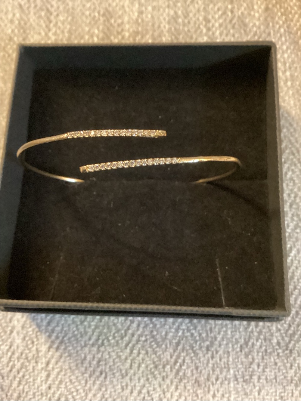 Delicate Gold Open Cuff Bracelet with Pavé Accent